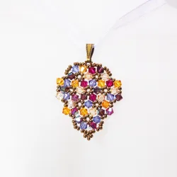 Pendant 45cm - Malvina Grapes-Violet Organza - Pendant 45cm - Laiton bronze